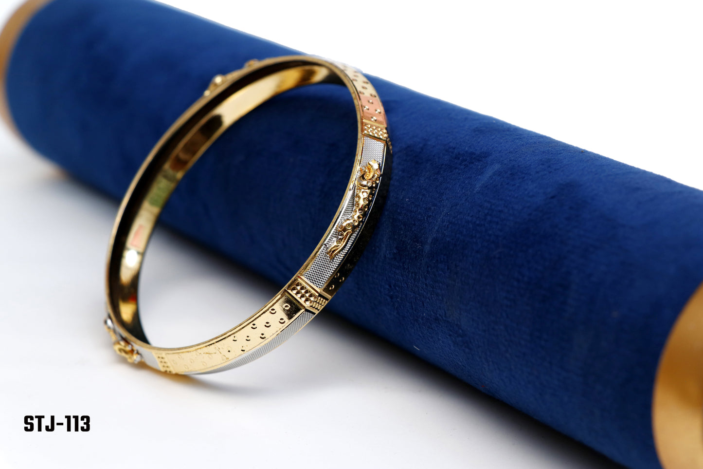 Two-Tone Gold Kada with Textured Panels