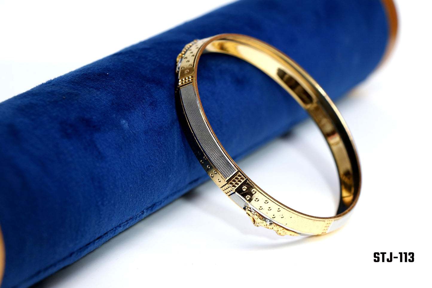 Two-Tone Gold Kada with Textured Panels