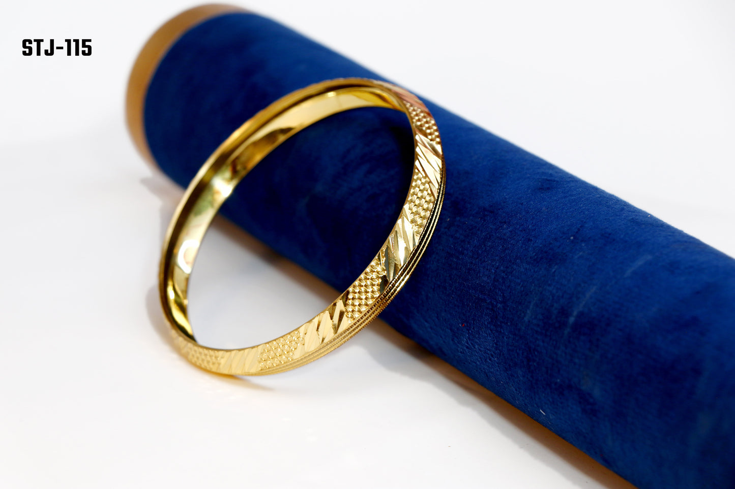 Gold Bangle with Engraved Pattern