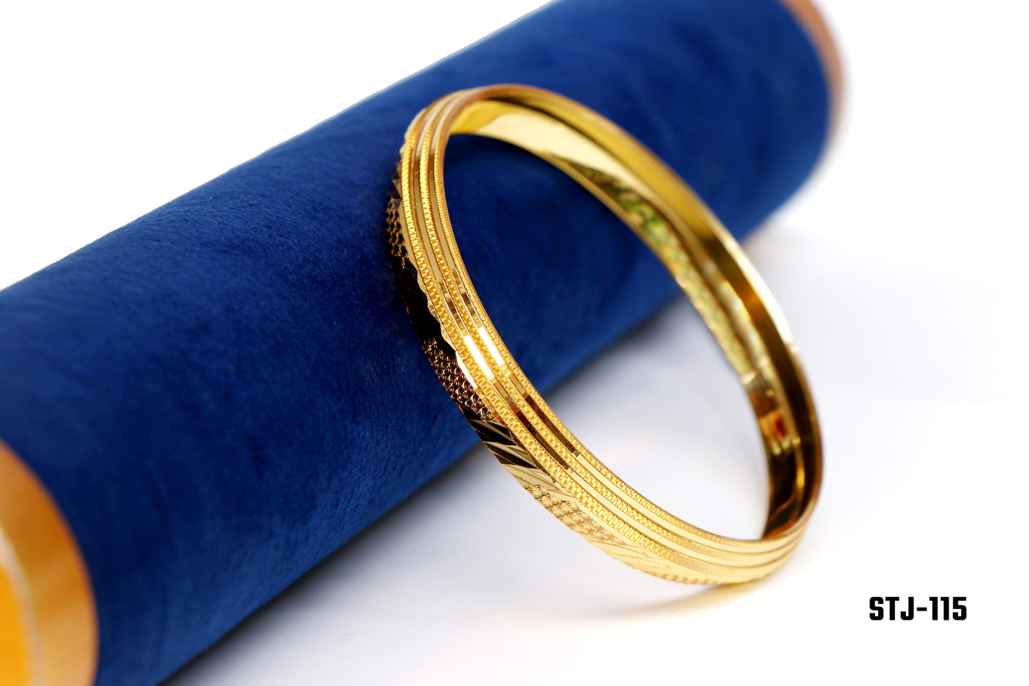 Gold Bangle with Engraved Pattern