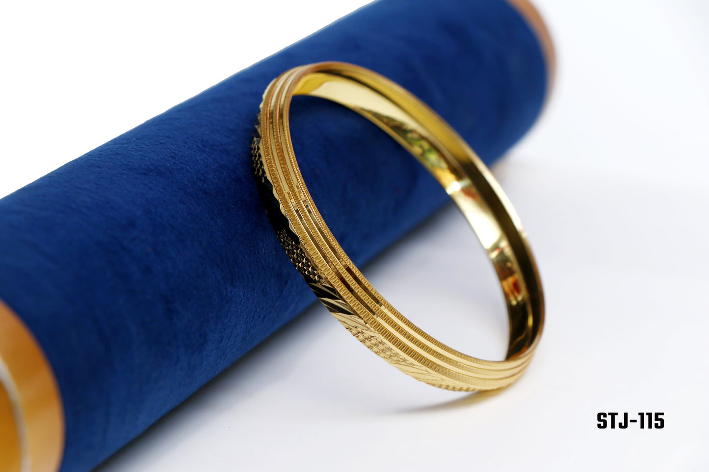 Gold Bangle with Engraved Pattern