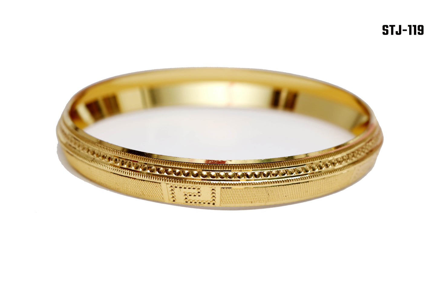 Gold-Plated Traditional Kada with Beaded and Textured Design