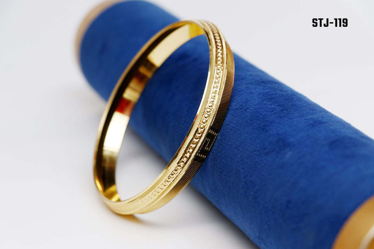 Gold-Plated Traditional Kada with Beaded and Textured Design