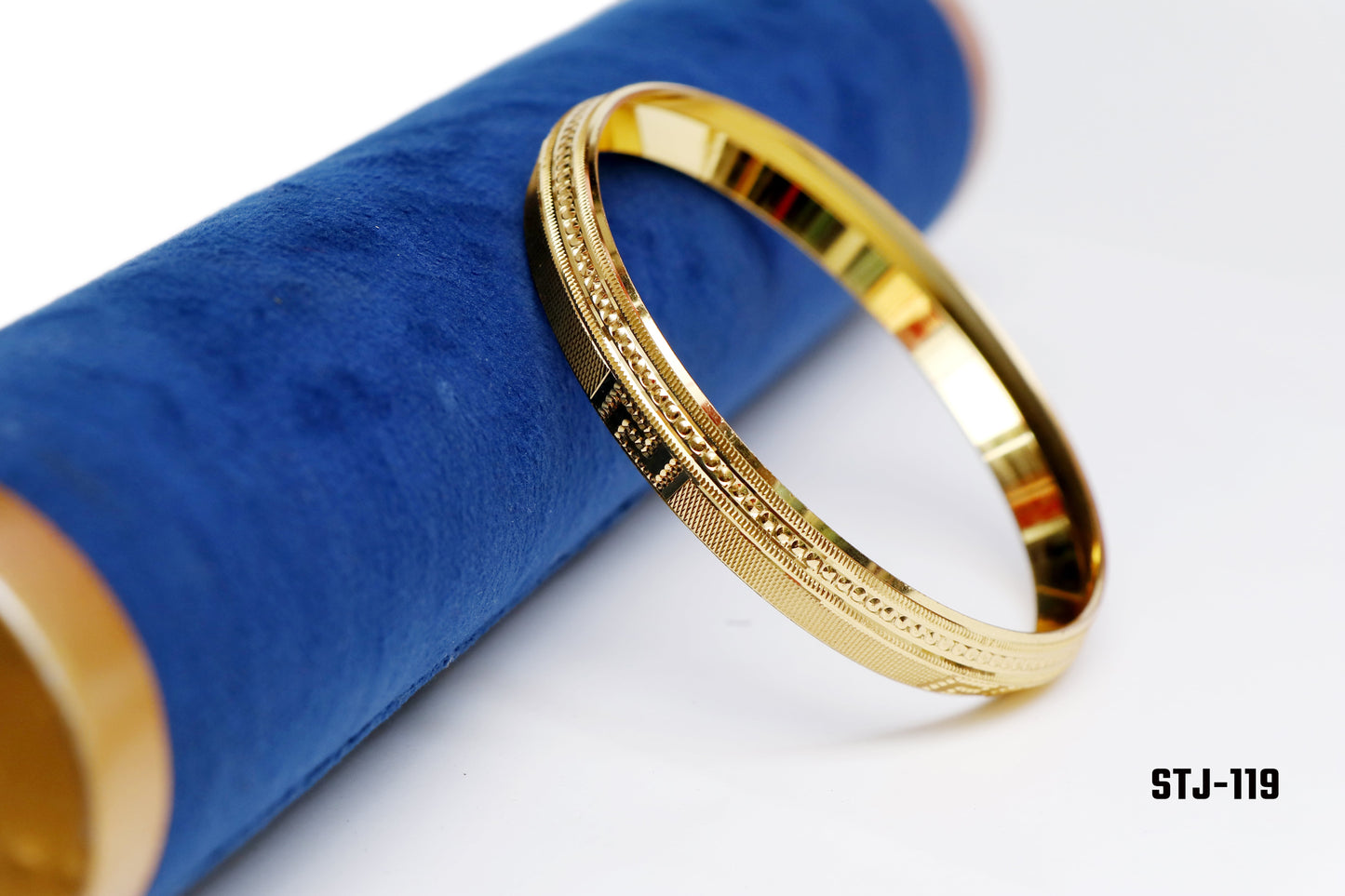 Gold-Plated Traditional Kada with Beaded and Textured Design