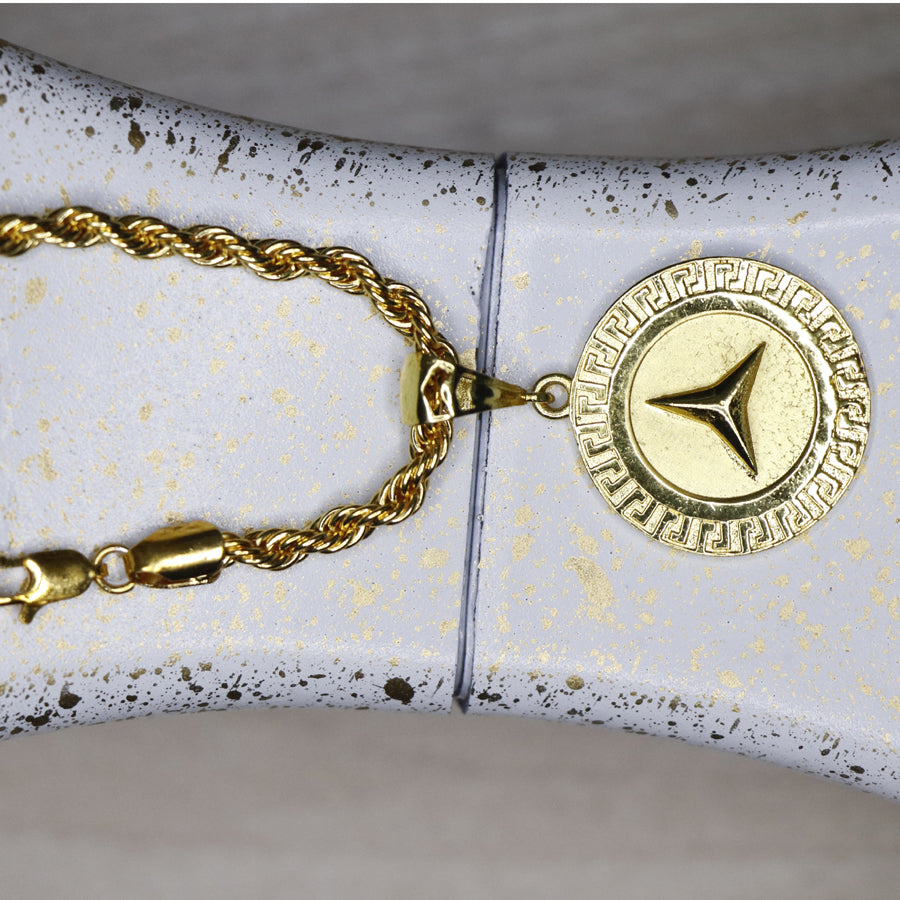 Men's Locket featuring Mercedes Pendant with Chain