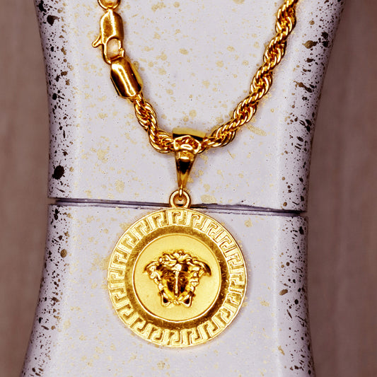 Men's Locket featuring Medusa Head Pendant with Chain