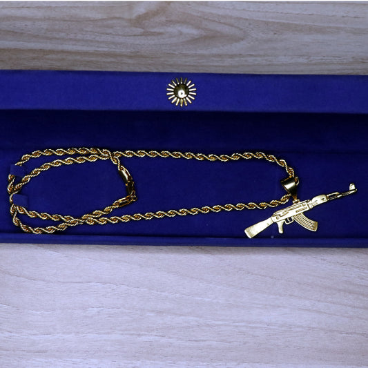 Men's Pendant featuring AK-47 Locket with Chain