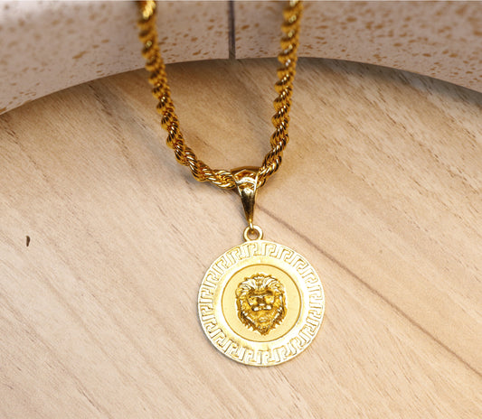 Men's Pendant featuring Lion Head Medallion with Chain