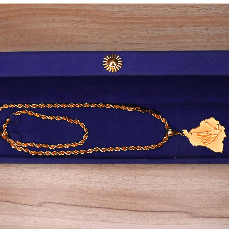 Men's Locket featuring Gun & Khanda on Punjab Map with Chain