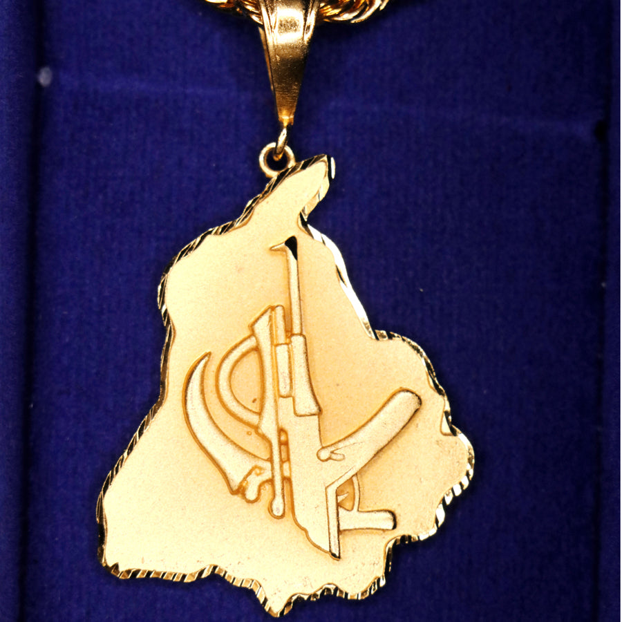 Men's Locket featuring Gun & Khanda on Punjab Map with Chain