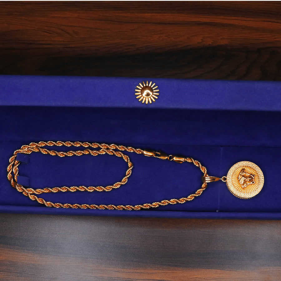 Animal Head Medallion Locket with Chain